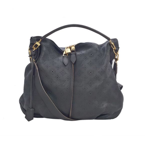 Louis Vuitton Selene MM Mahina Noir Black Tote Shoulder Bag
